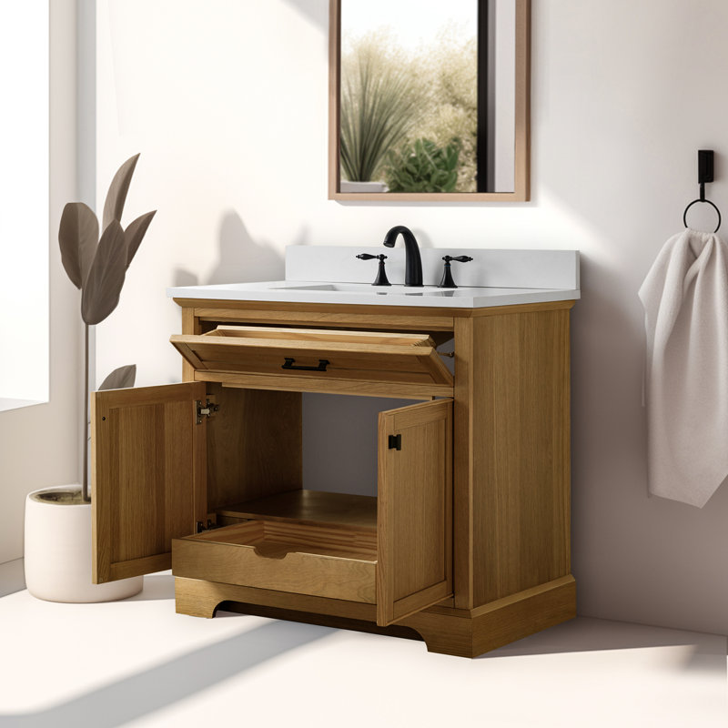Ensemble de meuble-lavabo simple 36 po Arruda, Chêne, Noir, noir, noir, noir