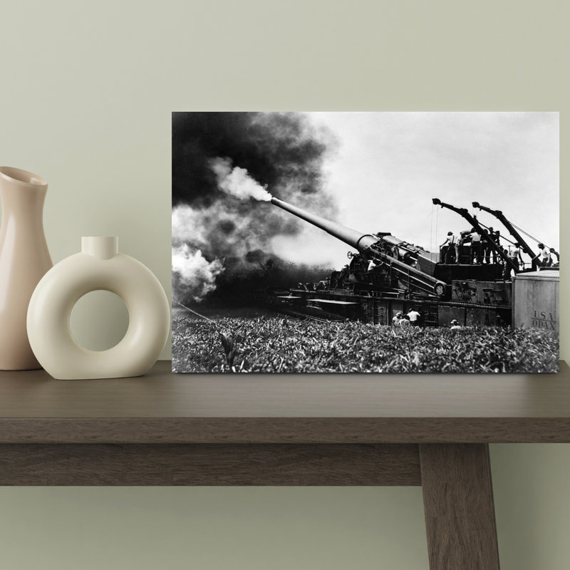 Art mural rétro rétro de la Seconde Guerre mondiale, artillerie des années 1940, H 18 po x l 12 po