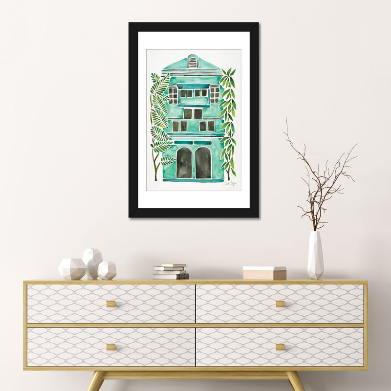 Strickler Mint House, H 24 po x l 16 po x P 1 po, Papier d'art encadré noir, Blanc