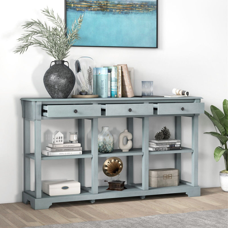 Marchienne 146cm Solid Wood Console Table, Blue