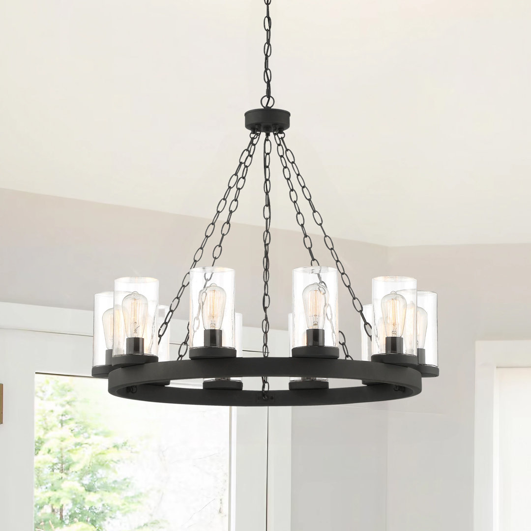 Knowle 10 - Light Dimmable Outdoor Ceiling Lighting Wagon Wheel Chandelier Steelside™