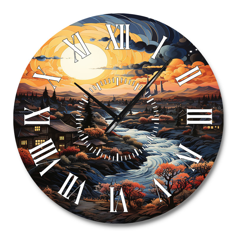 Horloge murale Vangogh Village At Sunset I - Vangogh, Grand