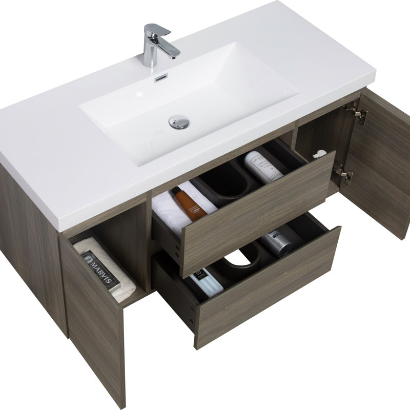 Meuble-lavabo flottant moderne de 48 pouces, Gris
