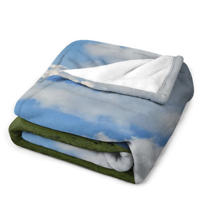  Grass Mountain Luxury Flannel Throw Blanket, Soft Warm Fuzzy Blanket for Living Room Sofa Bed Home Decor
