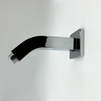 Square Shower Arm With Flange, 1/2 NPT Tapered Threads, Rain Shower Head Arm, Wall Mount Shower Extension Arm