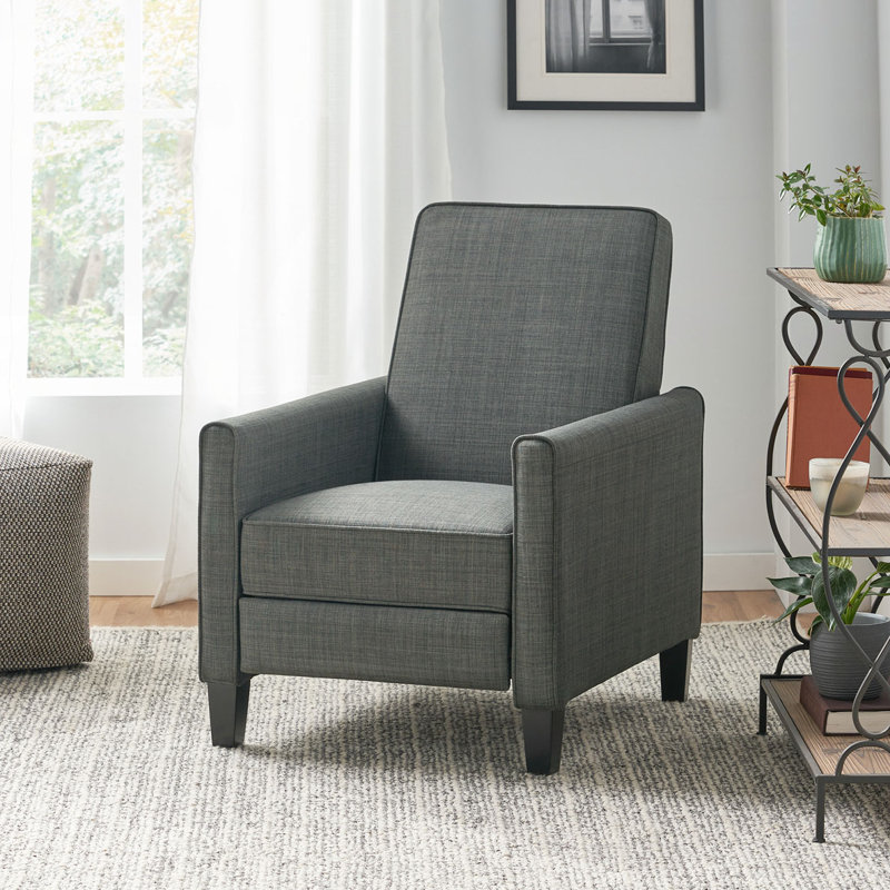 Push Back Manual Recliner Chair, Dark Grey