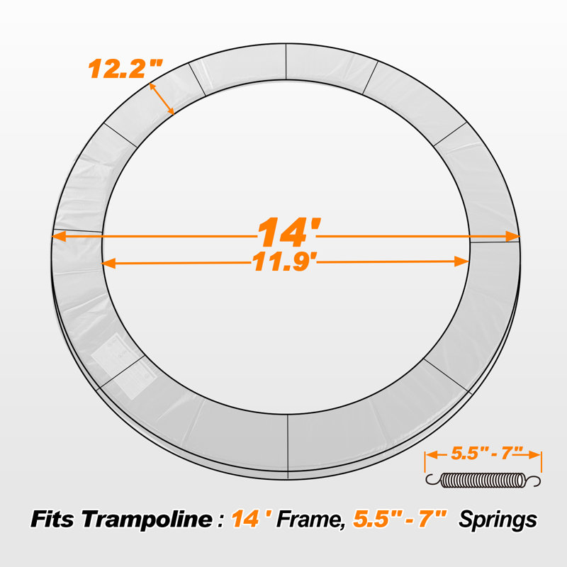 Frame Pad for Trampoline, Waterproof Safety Spring Cover Round Frame Pad, No Hole for Pole, Blue, 14'