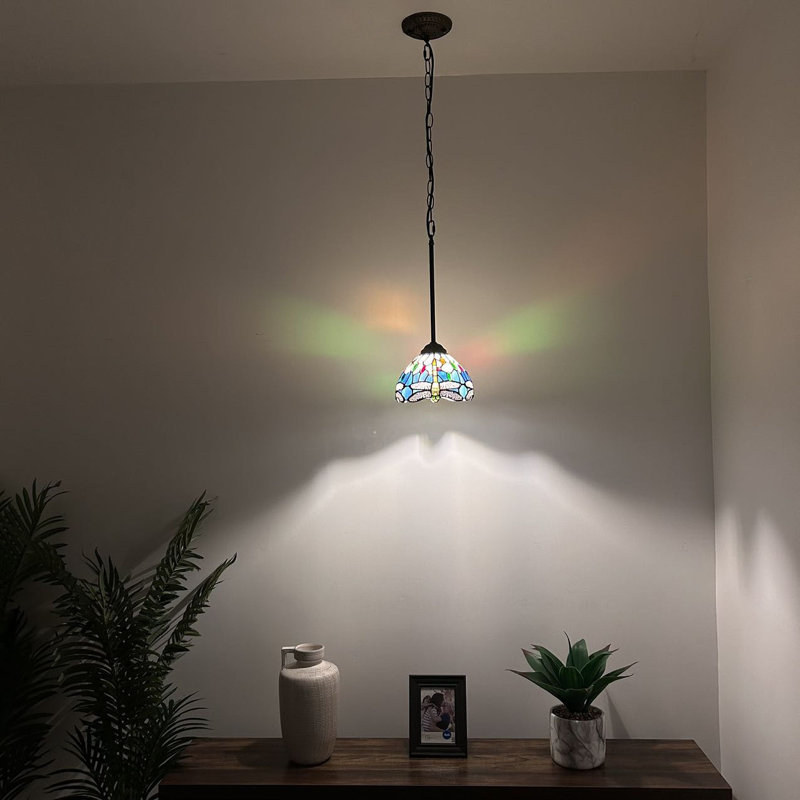 Luminaire suspendu en bronze 1 lumière Tiffany