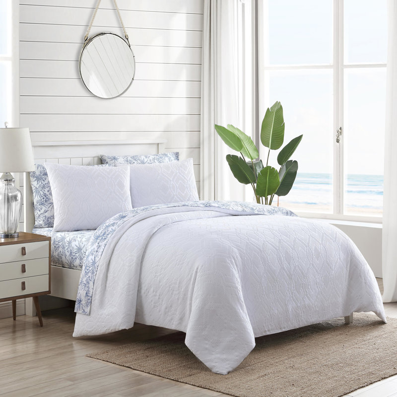Couvre-lit matelassé sans doublure Sagamore, Couvre-lit grand, Blanc