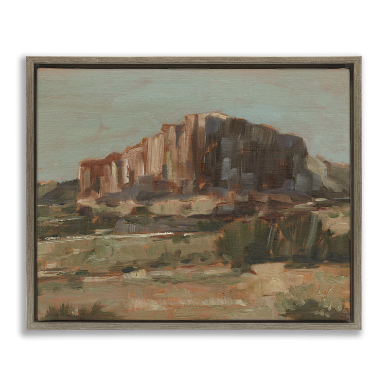 «Desert Mesa Cliff in Distance», art mural encadré par Floater, H 25 po x l 31 po, Cadre flottant orme Montalcino