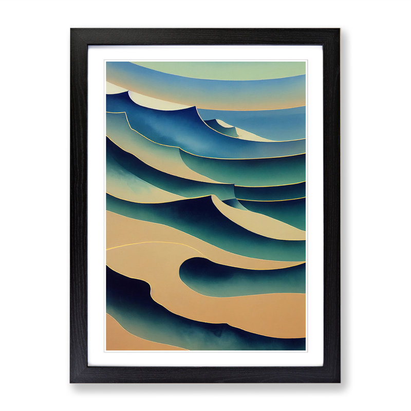 Ariea Ocean Abstract Vol.2 - Picture Frame Print, Black, 64cm H x 46cm W
