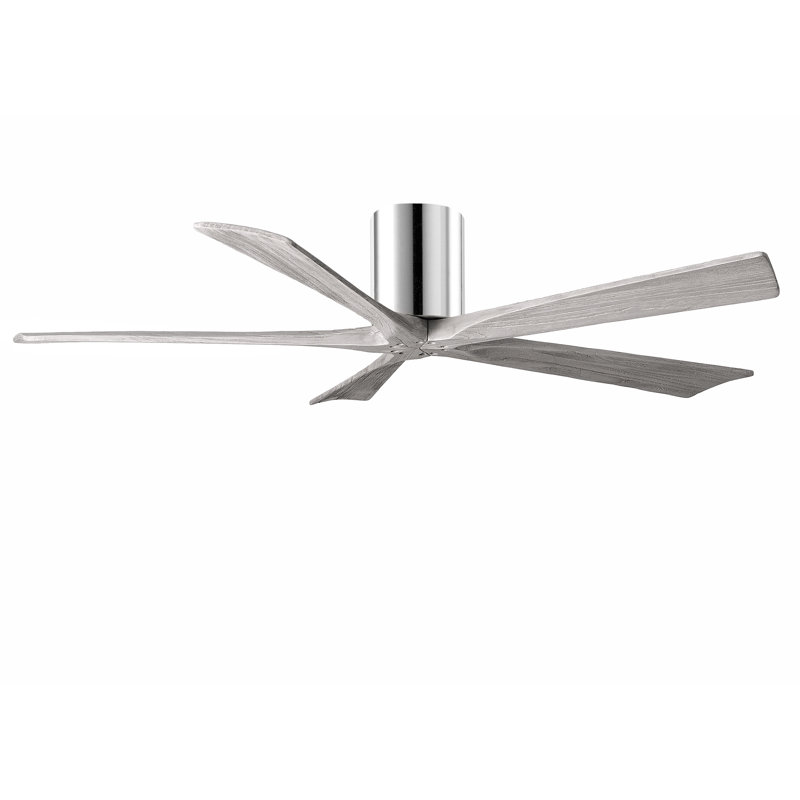 Ventilateur à pales encastré 5 pales Irene, Chrome poli, Ton bois de grange, Finition du boîtier du ventilateur