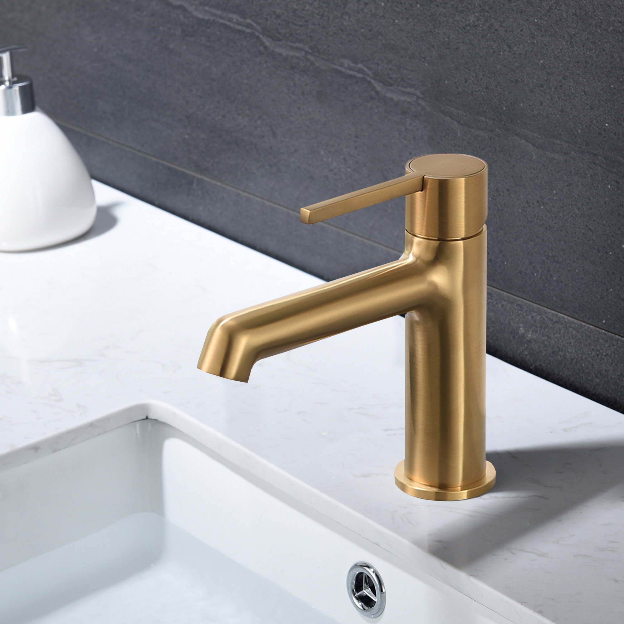 Garitin Modern Brushed Gold Bathroom Faucet Single Handle | Wayfair