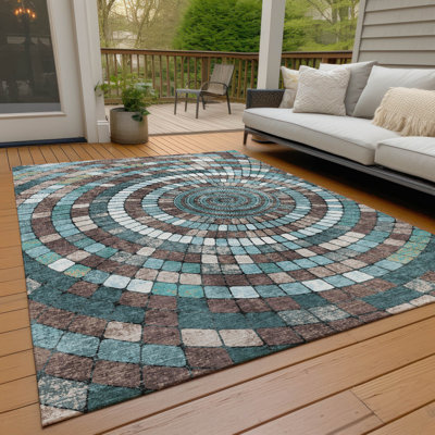 Tapis géométrique Husby ACN2216 intérieur / extérieur lavable à la machine