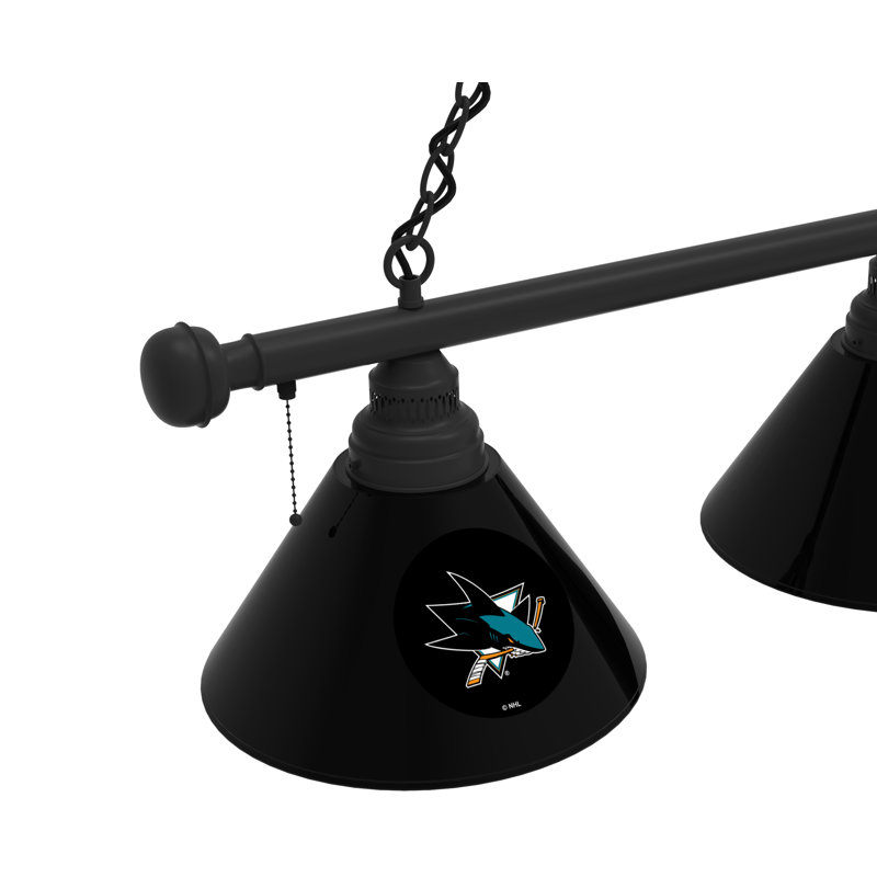 3 - Light Pool Table Lights Pendant, Black, San Jose Sharks