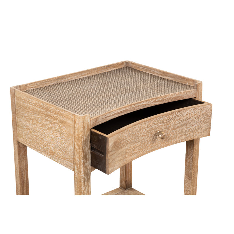 Betony Side Table with Storage, Natural Wash