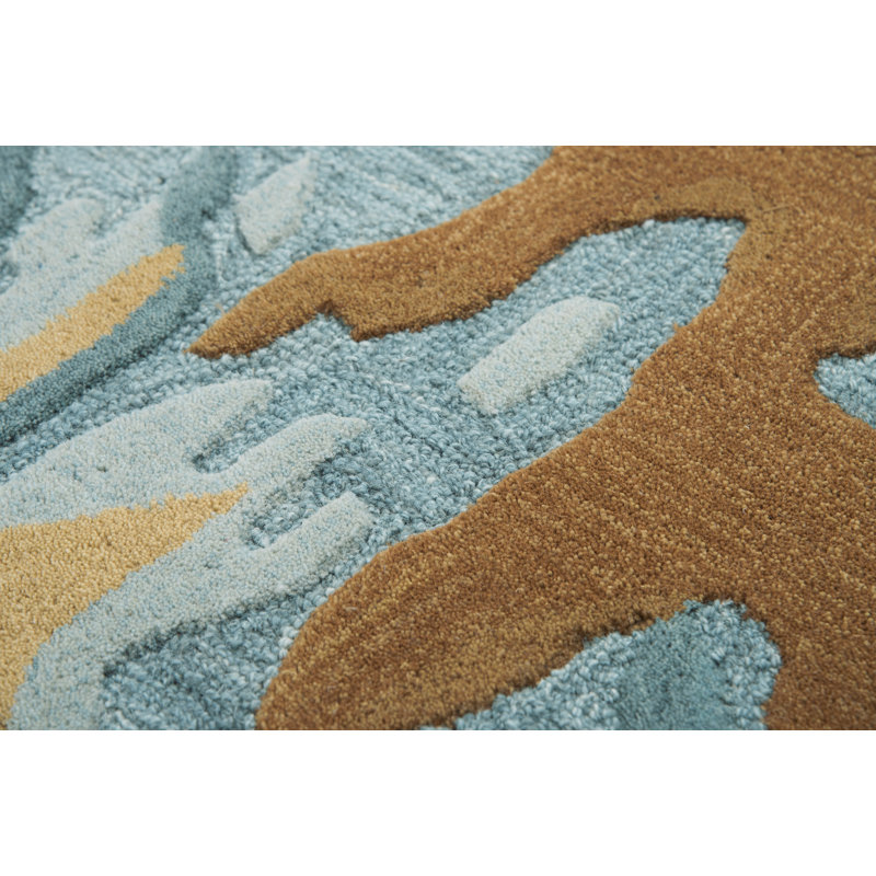 Tapis turquoise en laine touffeté à la main Hames, Rectangle 5 pi x 8 pi