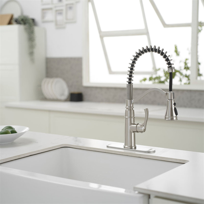 Single Hole Kitchen Faucet With Pull Down Sprayer Single Handle Kitchen Sink Faucets Commercial Brass High Arc Kitchen Basin Taps With Deck Plate