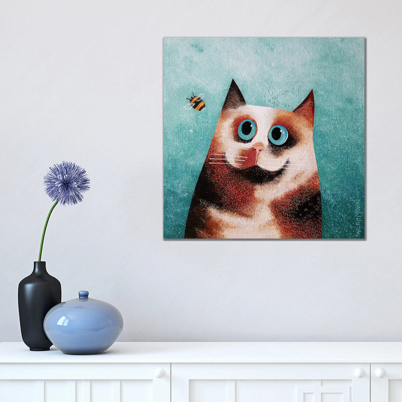 Bebe And Bee by Vicky Mount - Floater Frame Print on Canvas, 45.72 cm H x 45.72 cm W x 1.91 cm D, Wrapped Canvas