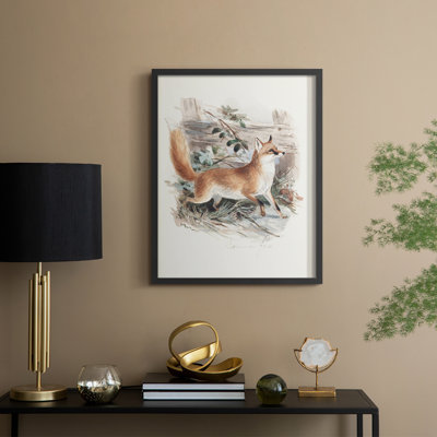 Reproduction encadrée d'un animal vintage rétro XXV - bois massif