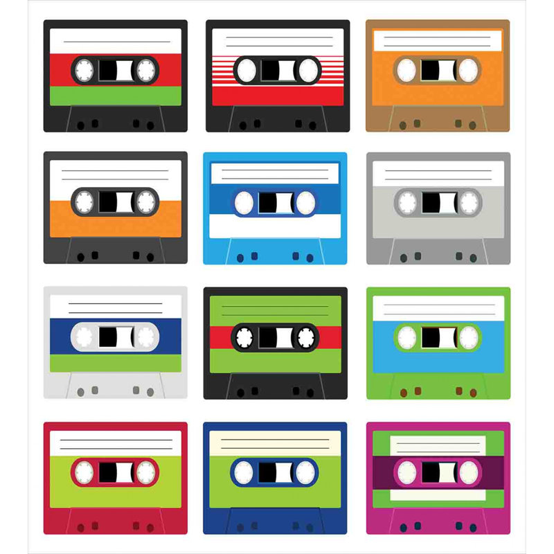 Retro Cassette Tape Print King Duvet Cover Set