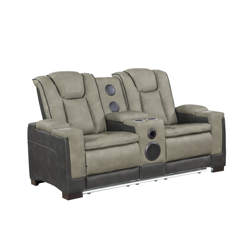 Imperial Power Reclining Loveseat with Built-In Subwoofer and Bluetooth Speakers, Armrest Pocket Wireless Charging, Gray