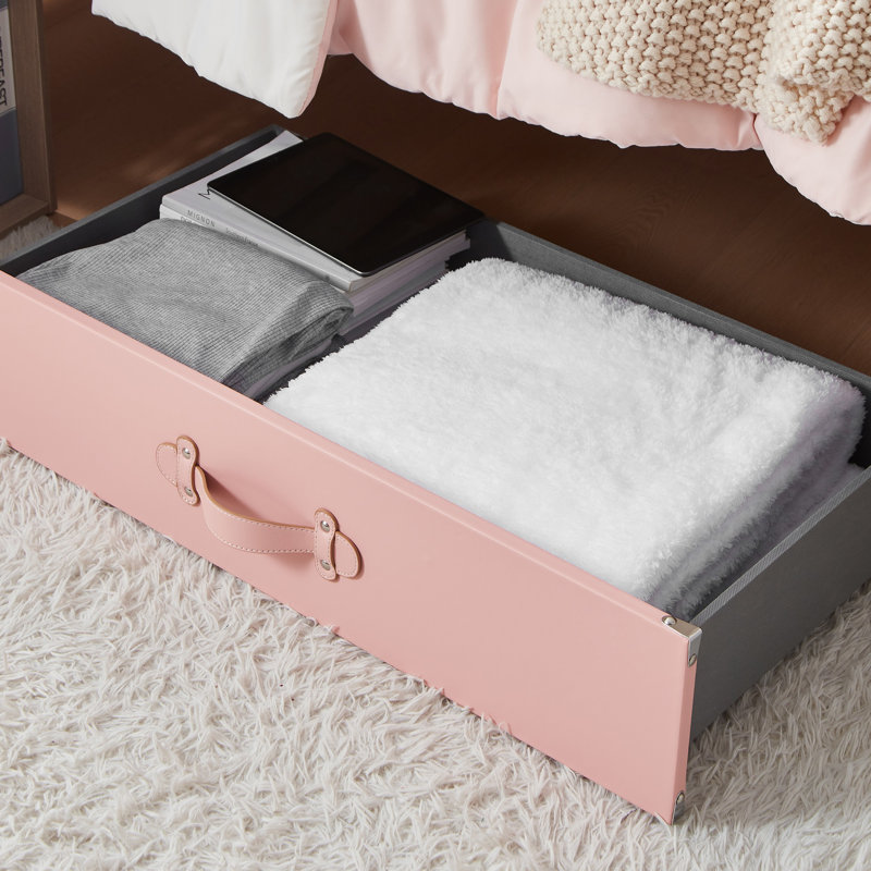 Bac de rangement sous le lit à roulettes DormCo, Rose quartz