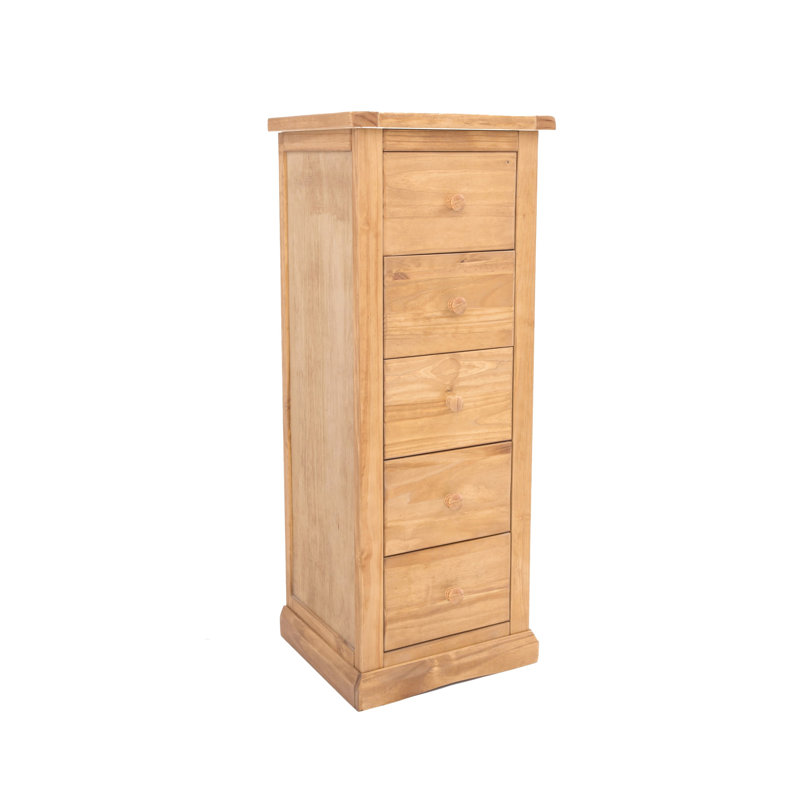 45 cm W Chest of 5 Drawers, Waxed