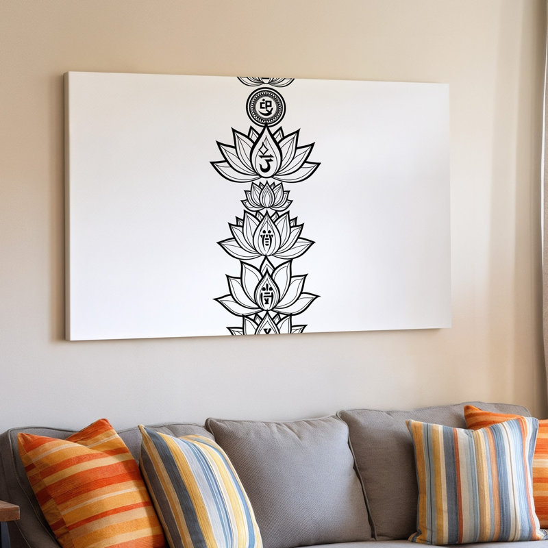 Toile, "Un arrangement vertical de sept chakras complexes", art mural inclus dans une conception unique de fleur de lotus