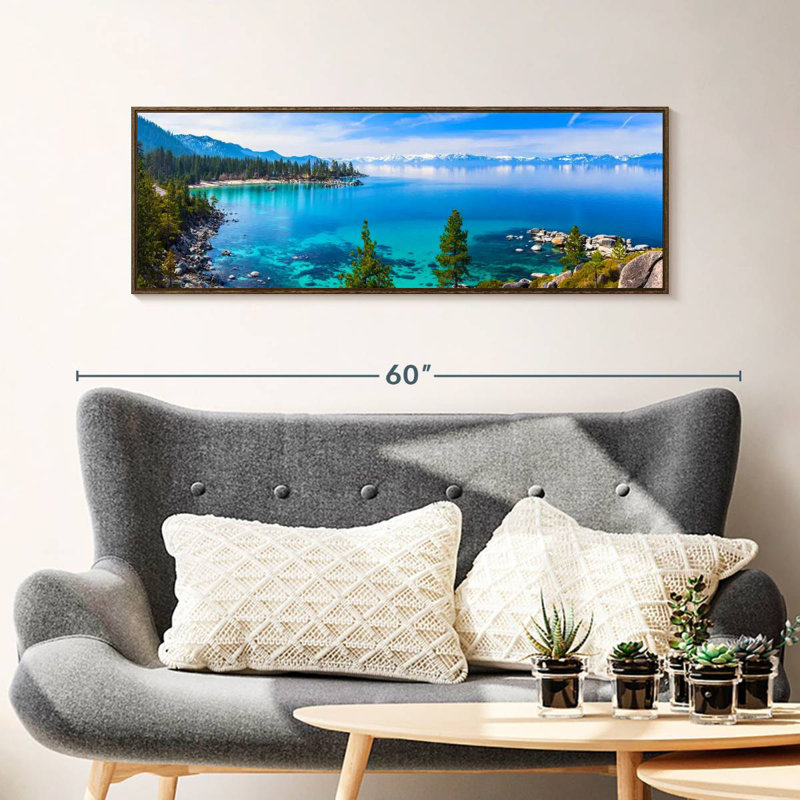 Tranquillité sur le lac Tahoe, 43 po x 15 po, Floating Frame Walnut