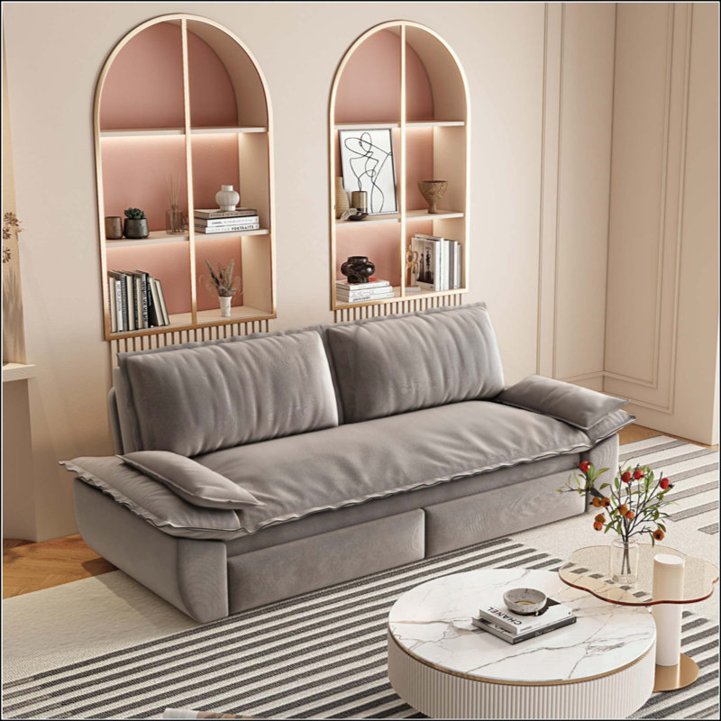 Pull Out Sofa Bed,3-In-1 Convertible Sleeper Sofa,Multi-Functional Velvet Loveseat Bed
