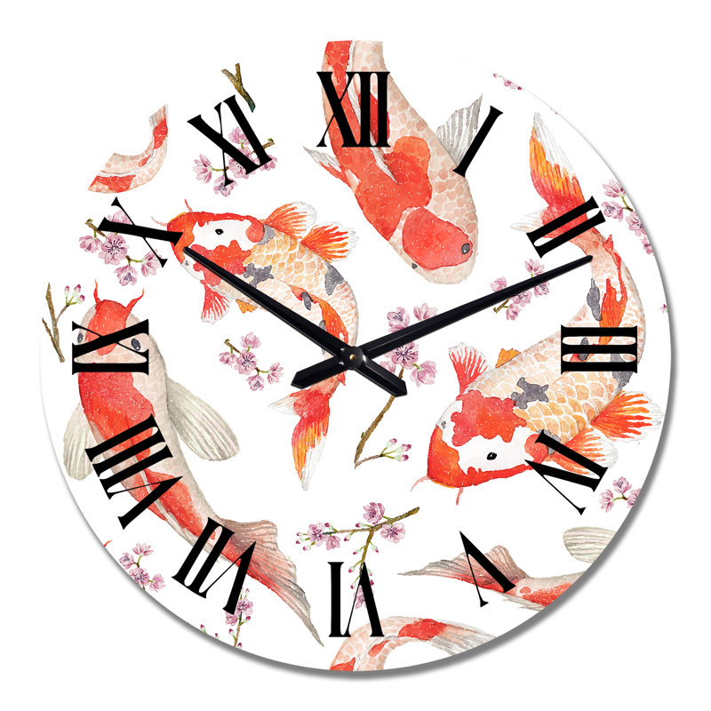 Oriental Rainbow Carps - Horloge murale à motifs, Moyen
