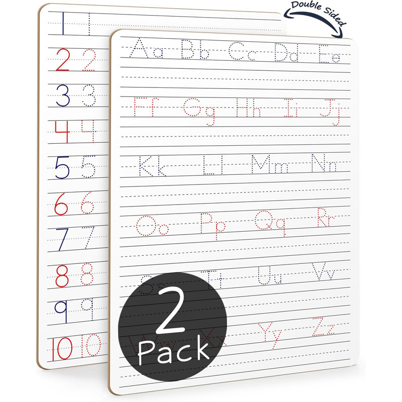 Paquet de 2 Scribbledo, écriture effaçable à sec pour enfants, tableau de suivi alphabétique de 9 po x 12 po, tableau blanc, suivi de lettres pour enfants de 3 à 5 ans