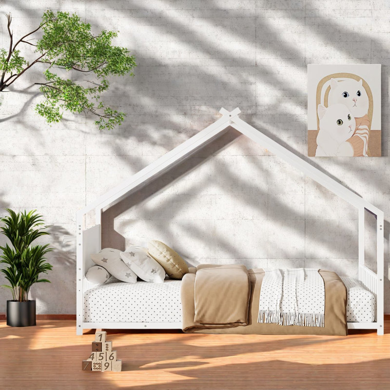 Lit simple robuste avec structure en métal, conception moderne pour chambre d'enfant