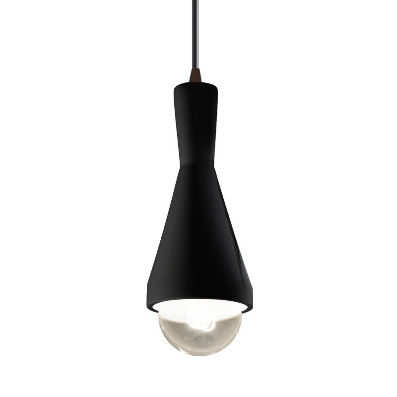 Luminaire suspendu conique à 1 lumière Breeona avec détails en métal, Lustre noir, Bronze foncé