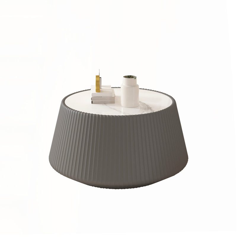 Table basse moderne en cuir fritté clair en forme de tasse en cuir pour meuble de salon (chaque plateau possède un motif gris unique)