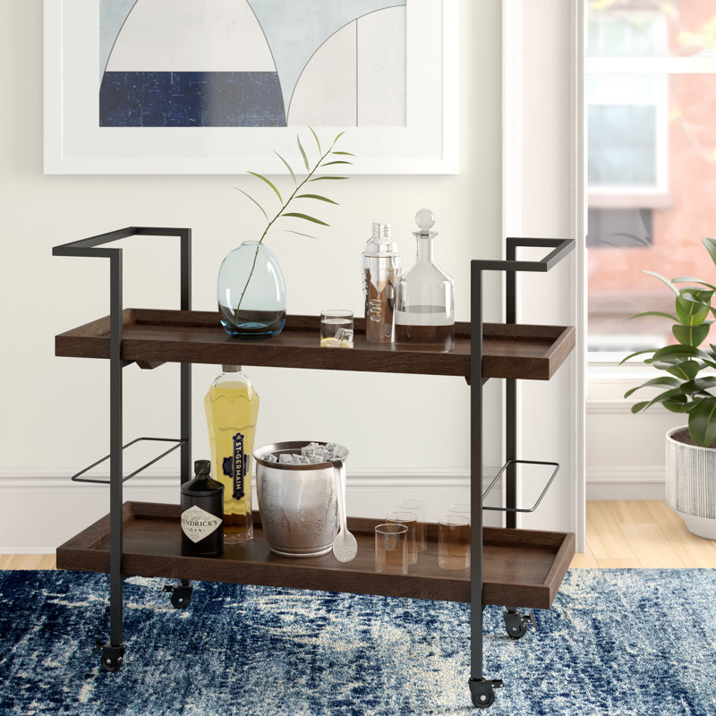 Chariot-bar en bois Emer, Noyer foncé