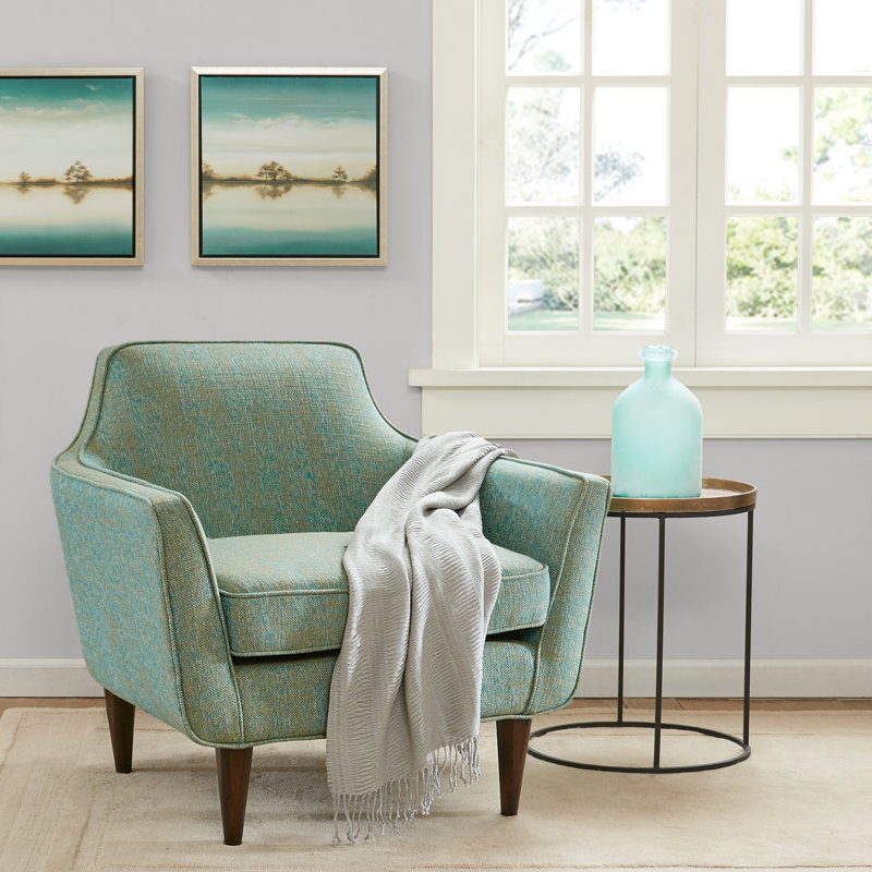 Chaise d'appoint Annastin Mid Century, Mélange de polyester bleu / vert