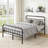 14"h Metal Platform Queen Bed Frame With Industrial Style Headboard & Footboard-297988834