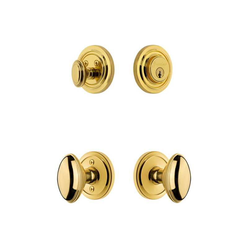 Grandeur Circulaire Rosette Entry Set with Eden Prairie Knob in Antique Pewter, Lifetime Brass, 2.375"