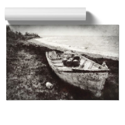Boat upon the Beach Painting - Frameless Print