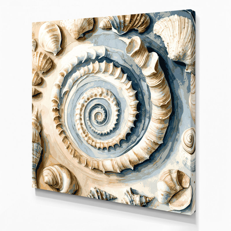 «Coastal Shell Layer Study», art mural sur toile beige, H 12 po x l 12 po