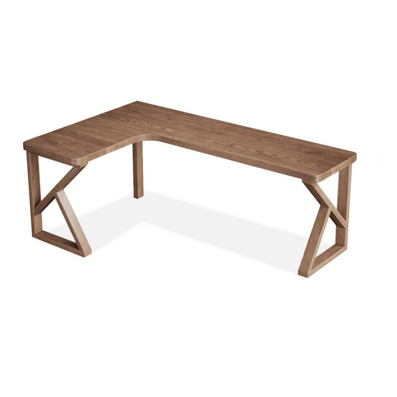 Bureau d'écriture en L en bois massif brun noisette, H 29,53 po x l 70,87 po x P 55,12 po, Retour à gauche