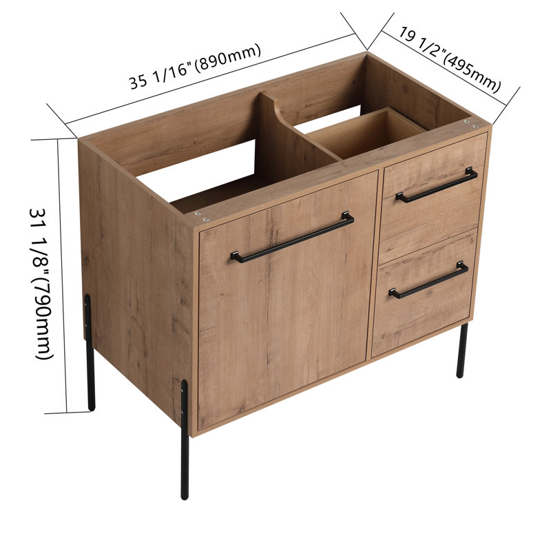 Base de meuble-lavabo simple 36 po Eldrin, armoire de base sans lavabo
