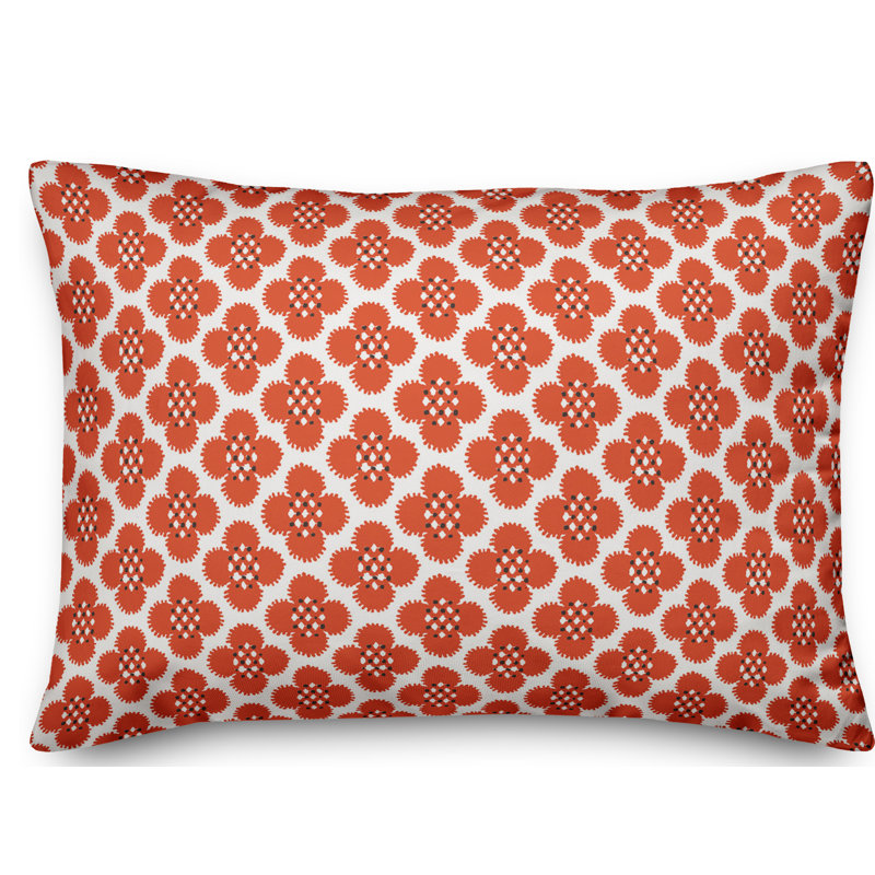 Floral Geometric Reversible Throw Pillow, Red