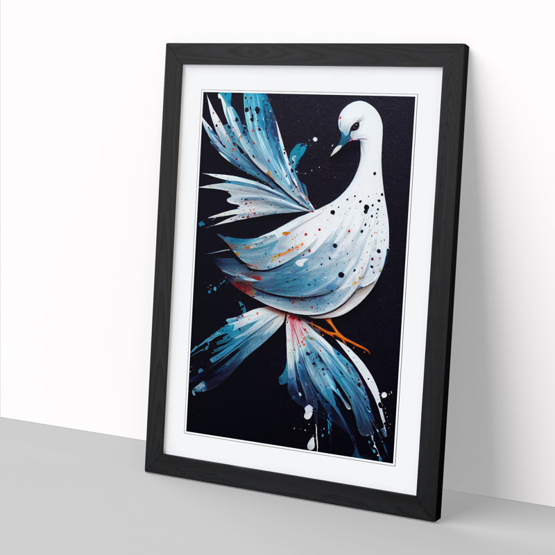 Carwile Dove Bird Paint Splatter Vol.2 1 Piece Wall Art, 64cm H x 46cm W x 2cm D, Black