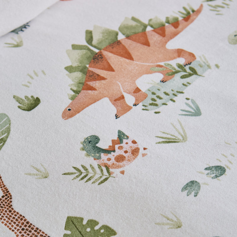 Brushed Sleepy Saurus Dino Cotton Fitted Sheet, Single
