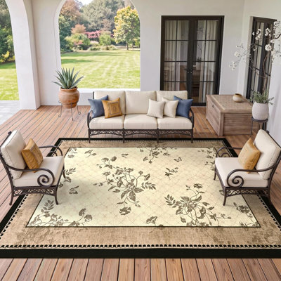 Tapis antidérapant à imprimé floral papillon