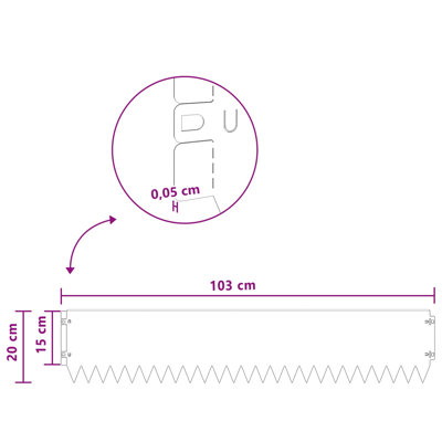 103 cm W Steel Lawn Edging Fencing