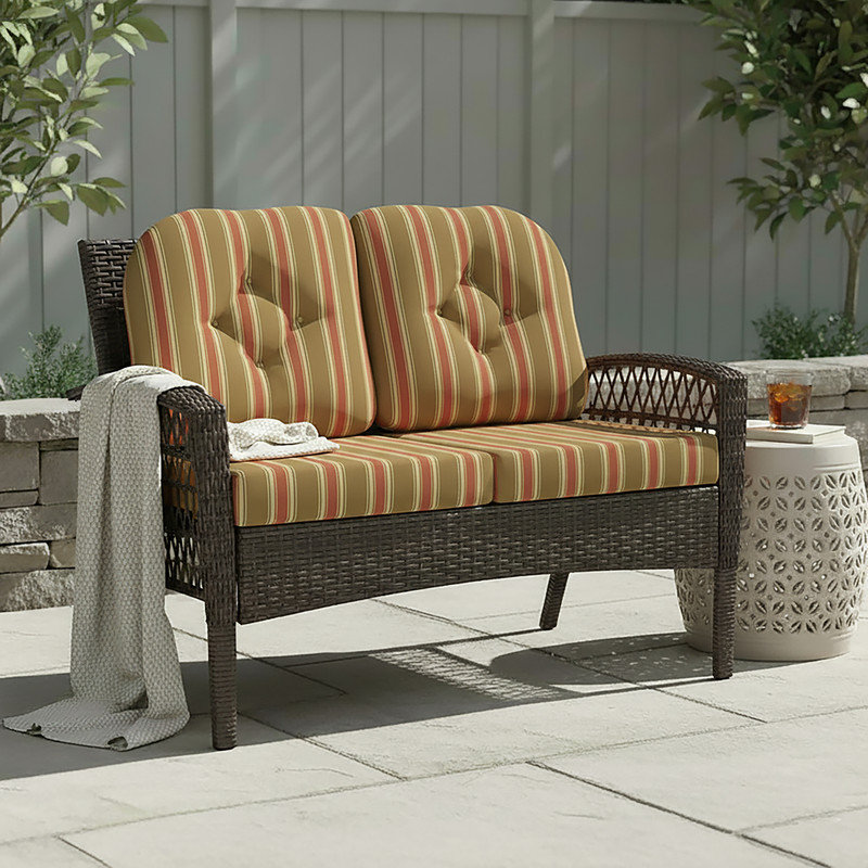 Coussin de remplacement pour causeuse d'extérieur Sunbrella, Huntington Adobe rayé